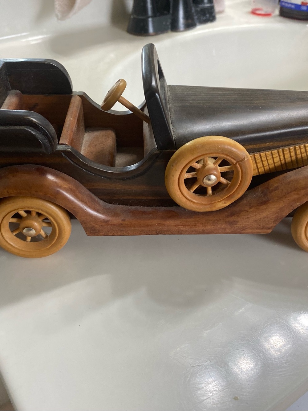 Classic Wooden Toy Car - Brown and Tan